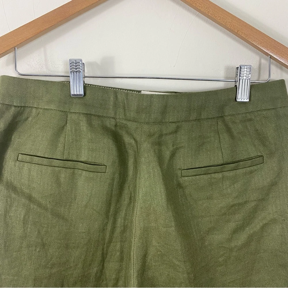 J. CREW Cuffed Linen Bermuda Shorts Olive Green - 4